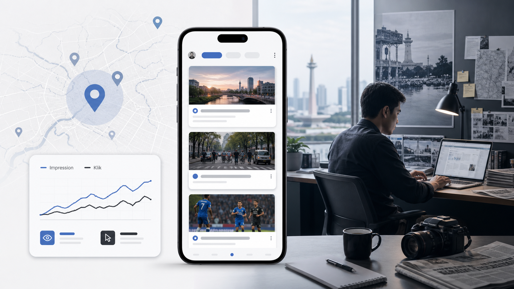 Ilustrasi optimasi Google Discover untuk website berita lokal